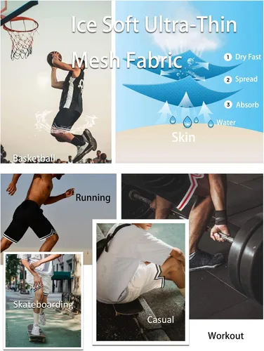 Vista 5 de MAGCOMSEN Pantalones cortos deportivos de malla de secado rápido para hombre con 2 bolsillos con cremallera