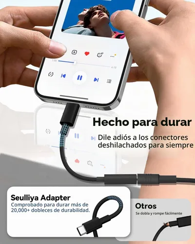 Vista 5 de Seulliya Adaptador USB C a conector de auriculares de 0.138 in para iPhone 15/16 Pro/Max, adaptador DAC de audio de alta resolución, convertidor