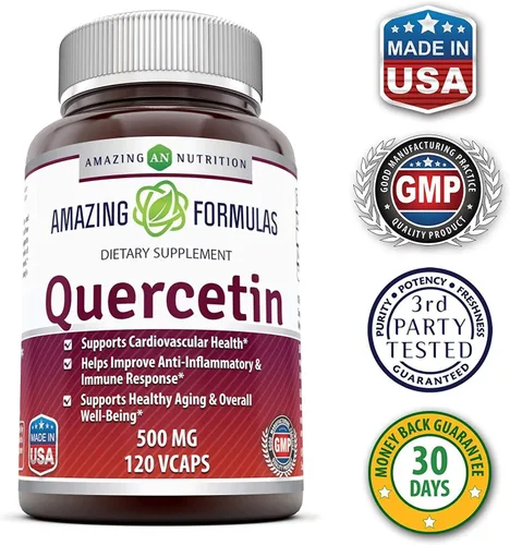 Vista 4 de Amazing Formulas - Quercetina 500 Mg * promueve la salud cardiovascular, mejora la respuesta antiinflamatoria e inmune, favorece el envejecimiento