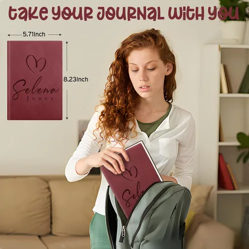 Vista 7 de Cuaderno personalizado, diario de cuero personalizado con bolígrafo, cuaderno personalizado para mujeres y hombres, diarios personalizados