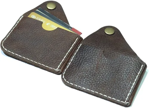 Vista 57 de Leather Card Holder Wallet, Compact Design with Slots for Cards and Cash (light brown)