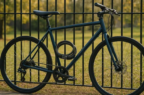 Vista 5 de Candado de bicicleta de combinación de acero flexible de 4 pies con mecanismo de autoajuste, 0.394 pulgadas de grosor con cubierta de PVC, código