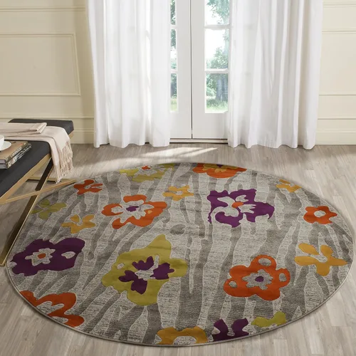 Vista 7 de SAFAVIEH Porcello Collection - Alfombra de pasillo, 2 pies 4 pulgadas x 6 pies 7 pulgadas, gris claro y morado, diseño floral, no desprende pelusa