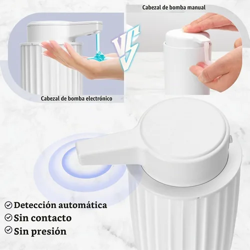 Vista 2 de Dispensador automático de jabón líquido sin contacto: plástico blanco de 9 onzas - Dispensador de jabón automático moderno ajustable de 3 niveles