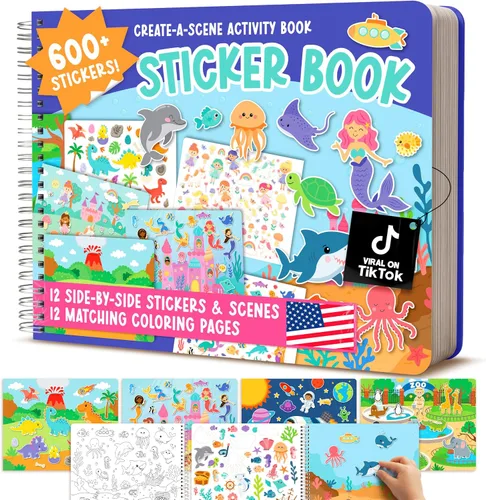 Vista 10 de Libros de calcomanías para niños pequeños de 2 a 4 años, libro de calcomanías para niños pequeños, actividades de aprendizaje preescolar Azul