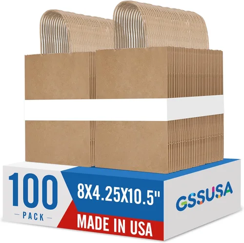 Vista 13 de GSSUSA Bolsas de papel negras de 8 x 4.25 x 10.5 pulgadas, 20 unidades, bolsa de papel de regalo con asas a granel, regalo de graduación, papel