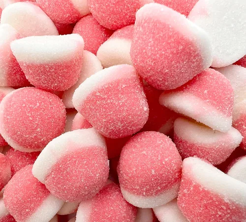 Vista 8 de Caramelos de gomita hinchables de fresa - Paquete a granel de 2 libras (aproximadamente 110 unidades) Dulces rosados Gomitas de fresa para revelar