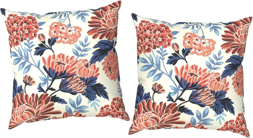 Vista 83 de Juego de 2 fundas cuadradas de 16 x 16 pulgadas para cojín de exteriores, fundas decorativas modernas para cojín de respaldo para muebles de patio