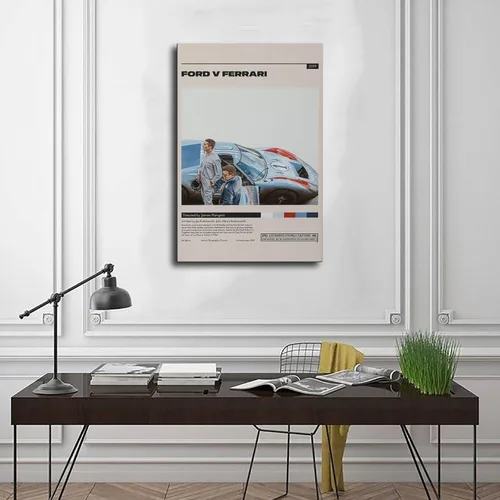 Vista 3 de Póster de película Ford V Ferrari Póster de lienzo para decoración de dormitorio, paisaje deportivo, oficina, habitación, regalo, sin marco: sin