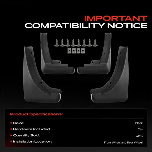 Vista 3 de A-Premium Juego de 4 protectores contra salpicaduras de barro compatibles con Cadillac XT4 2019-2020, Sport Utility de 4 puertas, con accesorios
