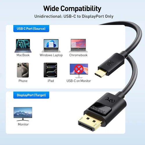 Vista 6 de Cable Matters - cable 60 Hz USB-C para DisplayPort 4K (compatible con puerto Thunderbolt 3), Negro