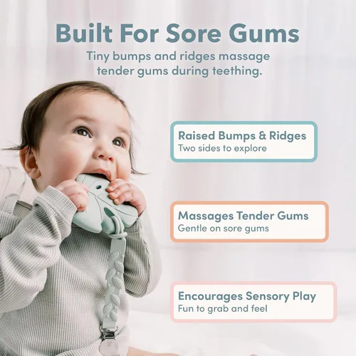 Vista 3 de Loulou Lollipop - Mordedor de silicona para bebés de 4 meses en adelante, juguete de dentición texturizado para encías doloridas, silicona de grado
