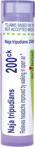 Vista 14 de Boiron Naja Tripudians 1M Md 80 pellets para dolor de cabeza mejorado caminando al aire libre Single-medicine homeopathic pellets for Headaches.