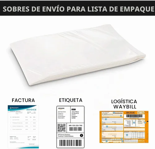 Vista 5 de Fundas para etiquetas de envío, 100 unidades, 7.5 x 5.5 pulgadas, bolsas de sobre de embalaje con autoadhesivo, plástico transparente y sobres