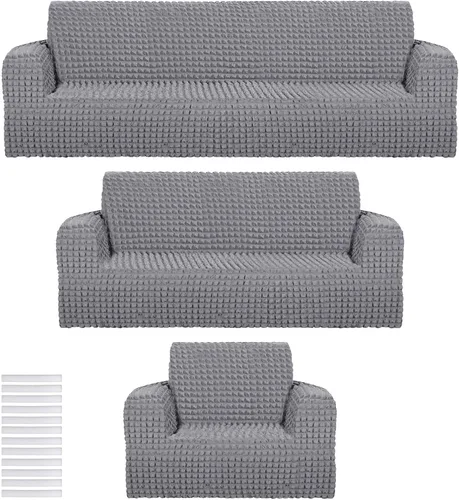 Vista 8 de Fanfanwin Juego de 3 fundas de sofá para muebles de sala de estar, fundas elásticas y lavables para sofá de Navidad, sofá grande de gran