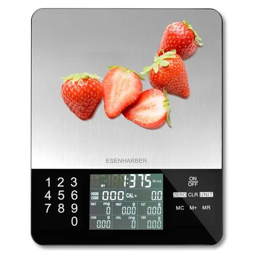 Vista 7 de Báscula de alimentos con calculadora nutricional, cálculo de calorías nutricionales de pantalla digital para preparación de comidas, cocina