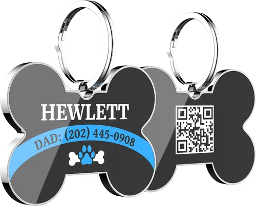 Vista 10 de Etiquetas para perros con código QR personalizadas para mascotas, etiquetas de identificación de perro personalizadas, visualización de perfil