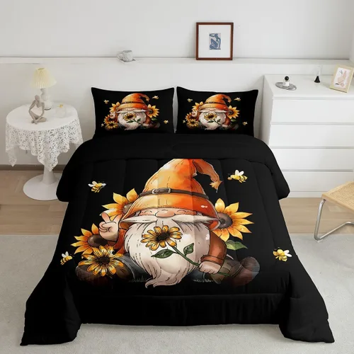 Vista 7 de Erosebridal Juego de edredón vintage de abeja para mujer, juego de ropa de cama rústica de margaritas tamaño individual, relleno de edredón de abeja