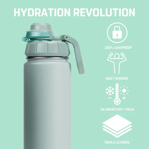 Vista 2 de Vesmoon Vessence Botella de infusión de té de acero inoxidable de 24 oz para té de hojas sueltas, agua, hierbas, frutas - Botella aislada de triple