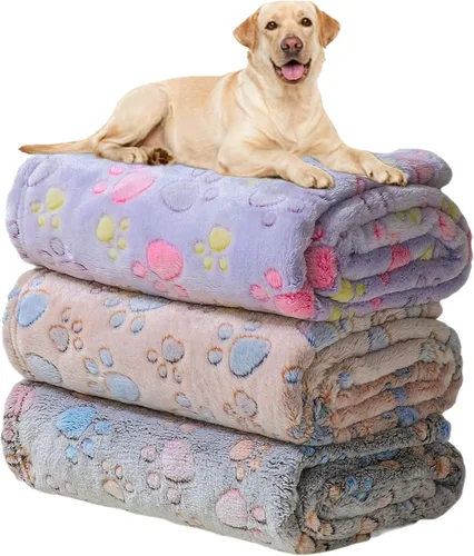 Vista 19 de Manta Suave para Perros para Perros Grandes - Manta Mullida para Mascotas para Gatos y Cachorros, Manta Reversible con Diseño de Huellas de Pata gris