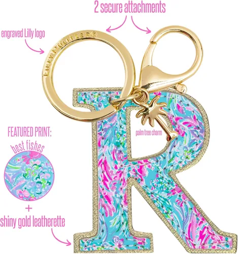 Vista 2 de Lilly Pulitzer Llavero con inicial de piel sintética para mujer.