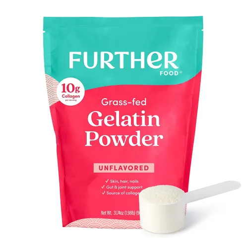 Vista 9 de Further Food Polvo de Gelatina Premium – Sin sabor, de cuero de res alimentado con pasto y criado en pastizales, sin OGM, sin azúcar, apto para Keto