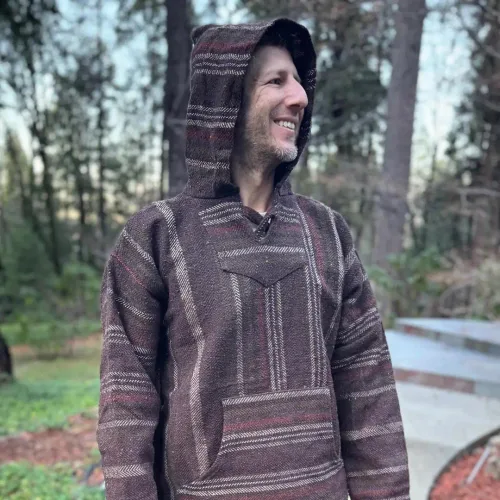 Vista 2 de Authentic Baja Hoodie - Drug Rug - Poncho Mexicano - Marrón Hippie