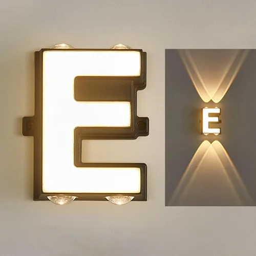 Vista 7 de Aplique de pared con letras para exteriores, aplique de pared LED, blanco cálido, impermeable, iluminación exterior para decoración de casa Letra A