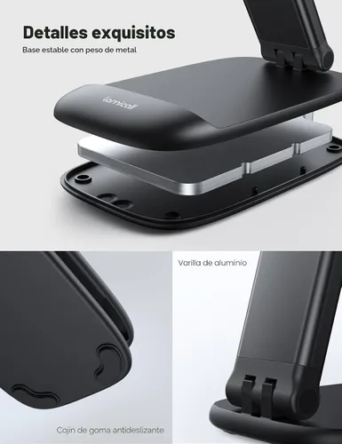 Vista 6 de Lamicall Soporte de teléfono celular para escritorio, soporte de teléfono 1-negro