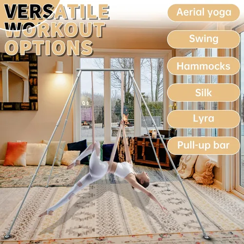 Vista 2 de HECASA 8.1 FT Aerial Yoga Stand 550lbs Max Capacity for Indoor and Outdoor Fitness Bodybuilding Height Adjustable for Yoga Frame