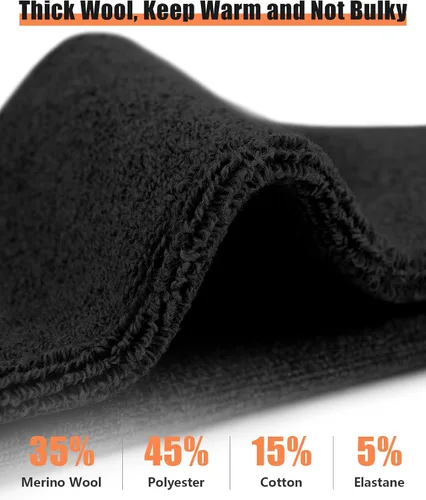 Vista 5 de UUMIAER 5 pares de calcetines de lana merino para hombre, calcetines térmicos de lana para senderismo, calcetines gruesos de invierno