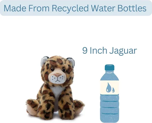 Vista 3 de The Petting Zoo Jaguar - Animal de peluche, regalos para niños, animales salvajes del zoológico Onez, juguete de peluche Jaguar de 9 pulgadas
