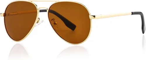 Vista 18 de Gleyemor Gafas de sol polarizadas de aviador para cara pequeña y estrecha 01 Negro / Gris