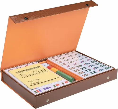 Vista 5 de Juego de mahjong filipino chino 144 azulejos de melamina numerados (perro de alumbre)