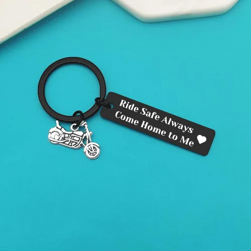 Vista 5 de Llavero de motociclista para conducir, seguro para montar con seguridad, siempre viene a casa, llavero de motocicleta, regalos para marido, novio