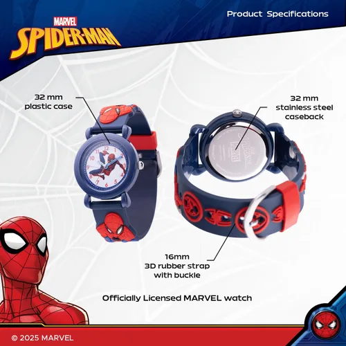 Vista 3 de Marvel Spiderman Watch for Kids - Spiderman Watch Boys - Spider-Man Watches for Boys 4-6 - Toys - Kids - Marvel Toddler - Teen - Dark Blue Case