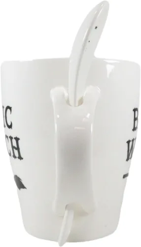 Vista 4 de Ebros Gift Wicca Gothic Alchemy Witchcraft Divinity - Juego de taza y cuchara de porcelana con mango integrado de soporte de cuchara de 9 onzas