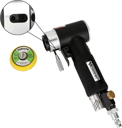 Vista 4 de Valianto Mini lijadora neumática de 2 pulgadas y 3 pulgadas, pulidora neumática excéntrica orbital aleatoria de doble acción con placa de rosca M6