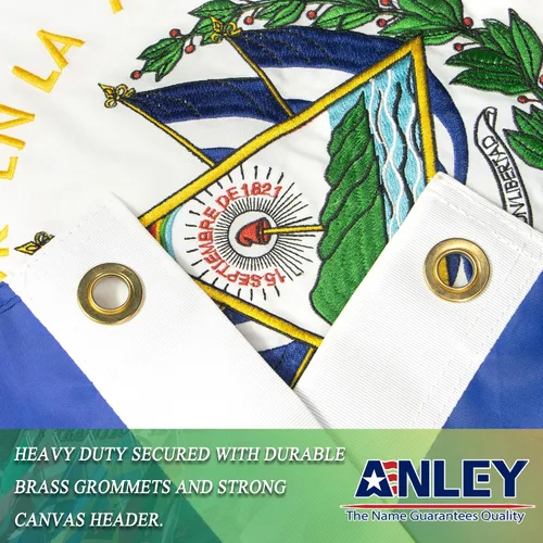 Vista 4 de Anley EverStrong Series Bandera de El Salvador de 3 x 5 pies Heavy Duty - Rayas bordadas y cosidas - 4 filas de puntadas de seguridad - Banderas