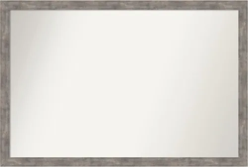 Vista 33 de Amanti Art Silver Bathroom Mirror for Over Sink, 26x45 Custom Made Marred Pewter Rectangle Vanity Mirror, Oversize Casual Wood Frame, Hangs Estaño