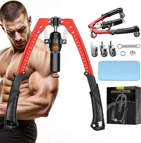 Vista 10 de Twister Arm Trainer, equipo de entrenamiento de pecho de potencia hidráulica 3 en 1 con ruedas de rodillo abdominal y ganchos, entrenador de brazo