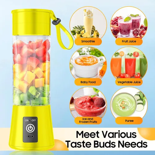 Vista 2 de Licuadora portátil inalámbrica de tamaño personal, mini licuadora para hacer batidos y batidos, taza de viaje sin BPA de 12.8 fl oz, potente traje