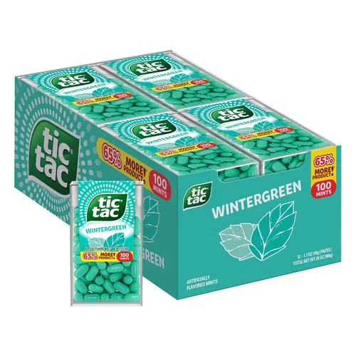 Vista 8 de Tic Tac Pastillas de Menta Wintergreen para el Aliento, Paquete a Granel de 12, Refrescante Para Llevar, 1 Oz Cada Una