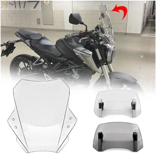 Vista 2 de Compatible con CFMOTO CLX700 - Parabrisas ajustable universal compatible con parabrisas de motocicleta MT07 MT09 (color A-transparente)