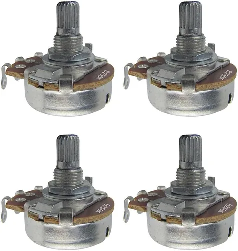 Vista 12 de FLEOR Potenciómetro cónico de audio con eje de 0.709 in, 4 piezas, tamaño completo, para guitarra, A250K