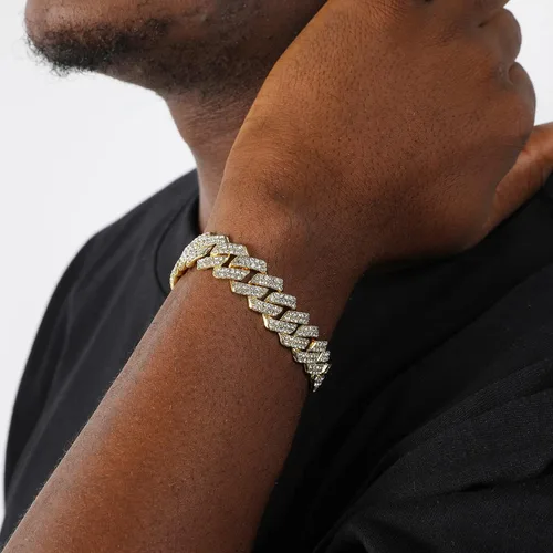 Vista 8 de Saintda Pulsera de eslabones cubanos para hombres y mujeres, pulseras de plataorooro rosa, pulsera cubana de Miami, joyería de hip hop, regalo