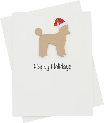 Vista 19 de Black Doodle Bernedoodle - Tarjetas de Navidad (10 unidades), hechas a mano, base blanca, perro con sombrero de Papá Noel Negro