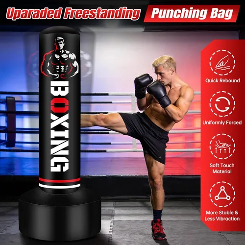 Vista 8 de Saco de boxeo pesado independiente para adultos y adolescentes, bolsa