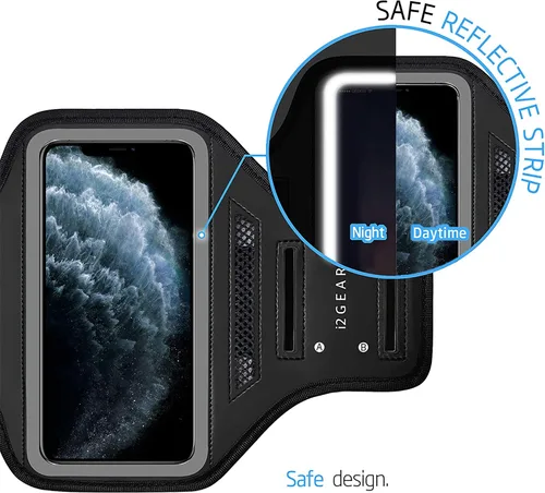 Vista 4 de Funda con brazalete para teléfono celular para iPhone 15, 14, Pro con banda ajustable y soporte para llaves para correr, hacer ejercicio y recreación