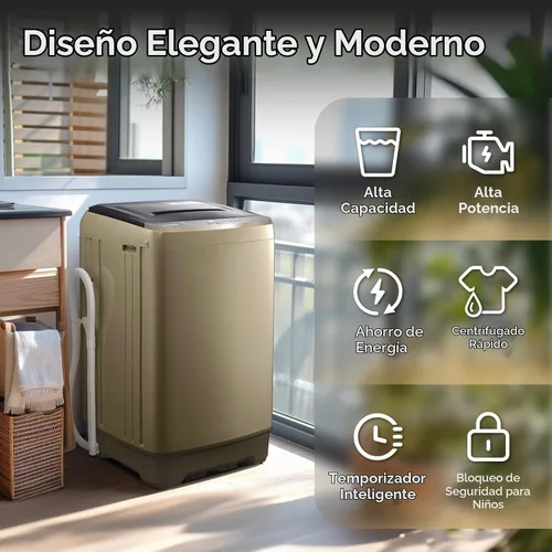 Vista 2 de Anypro - Lavadora portátil de 17.8LBS, lavadora y secadora compacta con 10 programas y 8 niveles de agua, ideal para apartamento, RV, dormitorio
